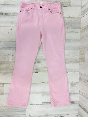 Ann Mashburn Sz 28 Flare Cropped 5 Pocket Jean Pink Stretch Denim